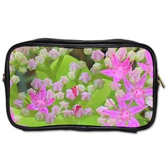 Hot Pink Succulent Sedum With Fleshy Green Leaves Toiletries Bag (one Side) by myrubiogarden