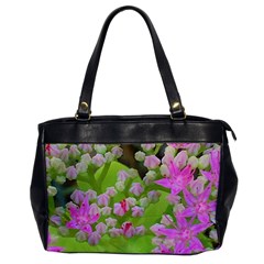 Hot Pink Succulent Sedum With Fleshy Green Leaves Oversize Office Handbag by myrubiogarden