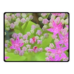 Hot Pink Succulent Sedum With Fleshy Green Leaves Fleece Blanket (small) by myrubiogarden