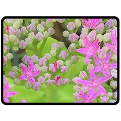 Hot Pink Succulent Sedum With Fleshy Green Leaves Double Sided Fleece Blanket (large)  by myrubiogarden