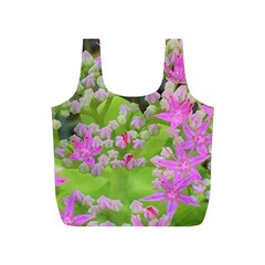 Hot Pink Succulent Sedum With Fleshy Green Leaves Full Print Recycle Bag (s) by myrubiogarden