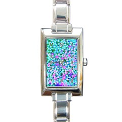 Blue And Hot Pink Succulent Sedum Flowers Detail Rectangle Italian Charm Watch