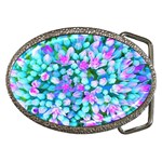 Blue And Hot Pink Succulent Sedum Flowers Detail Belt Buckles Front