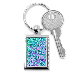 Blue And Hot Pink Succulent Sedum Flowers Detail Key Chains (rectangle)  by myrubiogarden