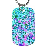 Blue And Hot Pink Succulent Sedum Flowers Detail Dog Tag (One Side) Front