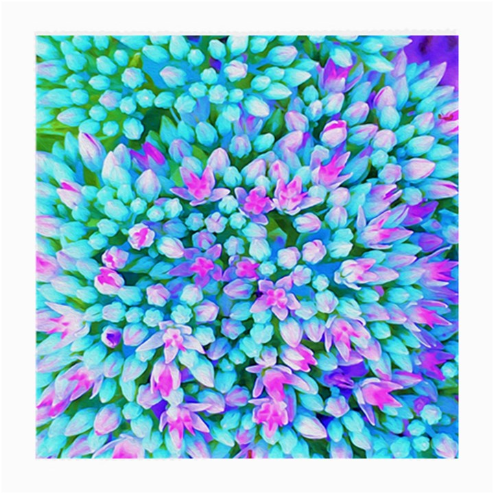 Blue And Hot Pink Succulent Sedum Flowers Detail Medium Glasses Cloth (2-Side)