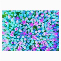 Blue And Hot Pink Succulent Sedum Flowers Detail Large Glasses Cloth (2-side) by myrubiogarden