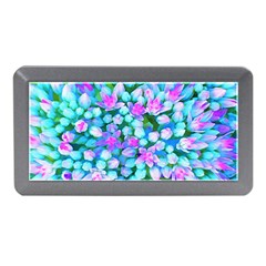 Blue And Hot Pink Succulent Sedum Flowers Detail Memory Card Reader (mini) by myrubiogarden