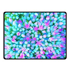 Blue And Hot Pink Succulent Sedum Flowers Detail Double Sided Fleece Blanket (small)  by myrubiogarden