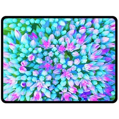 Blue And Hot Pink Succulent Sedum Flowers Detail Double Sided Fleece Blanket (large)  by myrubiogarden