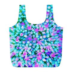 Blue And Hot Pink Succulent Sedum Flowers Detail Full Print Recycle Bag (l) by myrubiogarden