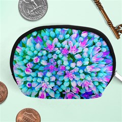 Blue And Hot Pink Succulent Sedum Flowers Detail Accessory Pouch (medium) by myrubiogarden