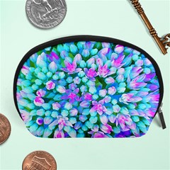 Blue And Hot Pink Succulent Sedum Flowers Detail Accessory Pouch (large) by myrubiogarden