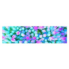 Blue And Hot Pink Succulent Sedum Flowers Detail Satin Scarf (oblong)