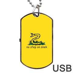 No Step On Snek Gadsden Flag Meme Parody Dog Tag Usb Flash (two Sides) by snek