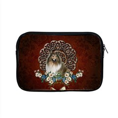 Cute Collie With Flowers On Vintage Background Apple Macbook Pro 15  Zipper Case by FantasyWorld7