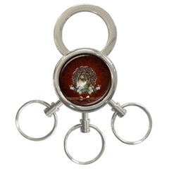 Cute Collie With Flowers On Vintage Background 3-ring Key Chains by FantasyWorld7