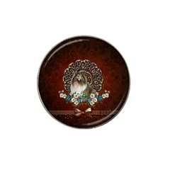 Cute Collie With Flowers On Vintage Background Hat Clip Ball Marker (4 Pack) by FantasyWorld7