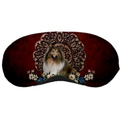 Cute Collie With Flowers On Vintage Background Sleeping Masks by FantasyWorld7