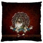 Cute Collie With Flowers On Vintage Background Standard Flano Cushion Case (One Side)