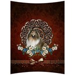 Cute Collie With Flowers On Vintage Background Back Support Cushion