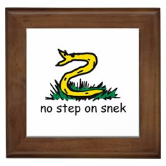 No Step On Snek Gadsden Flag Meme Parody on white background Framed Tiles