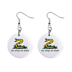 No Step On Snek Gadsden Flag Meme Parody On White Background Mini Button Earrings by snek