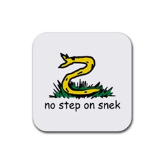 No Step On Snek Gadsden Flag Meme Parody on white background Rubber Coaster (Square) 