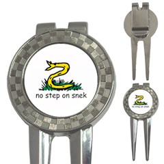 No Step On Snek Gadsden Flag Meme Parody on white background 3-in-1 Golf Divots