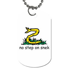 No Step On Snek Gadsden Flag Meme Parody On White Background Dog Tag (one Side) by snek