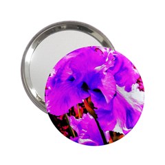 Abstract Ultra Violet Purple Iris On Red And Pink 2 25  Handbag Mirrors by myrubiogarden