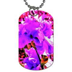 Abstract Ultra Violet Purple Iris On Red And Pink Dog Tag (one Side) by myrubiogarden