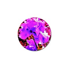 Abstract Ultra Violet Purple Iris On Red And Pink Golf Ball Marker by myrubiogarden