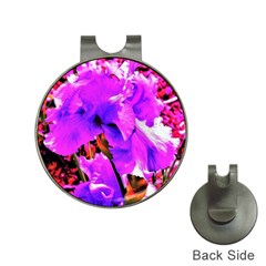 Abstract Ultra Violet Purple Iris On Red And Pink Hat Clips with Golf Markers