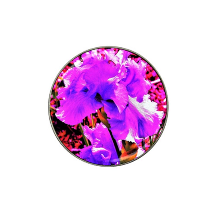 Abstract Ultra Violet Purple Iris On Red And Pink Hat Clip Ball Marker (4 pack)