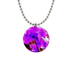 Abstract Ultra Violet Purple Iris On Red And Pink 1  Button Necklace