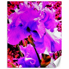 Abstract Ultra Violet Purple Iris On Red And Pink Canvas 16  x 20 