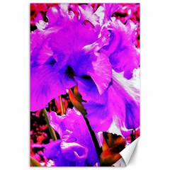 Abstract Ultra Violet Purple Iris On Red And Pink Canvas 24  X 36  by myrubiogarden