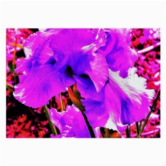 Abstract Ultra Violet Purple Iris On Red And Pink Large Glasses Cloth by myrubiogarden