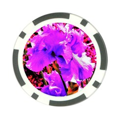 Abstract Ultra Violet Purple Iris On Red And Pink Poker Chip Card Guard by myrubiogarden