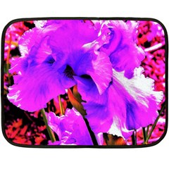 Abstract Ultra Violet Purple Iris On Red And Pink Double Sided Fleece Blanket (Mini) 