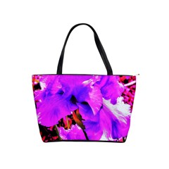 Abstract Ultra Violet Purple Iris On Red And Pink Classic Shoulder Handbag by myrubiogarden