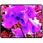 Abstract Ultra Violet Purple Iris On Red And Pink Fleece Blanket (Medium)  60 x50  Blanket Front