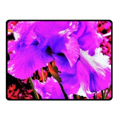 Abstract Ultra Violet Purple Iris On Red And Pink Fleece Blanket (small) by myrubiogarden