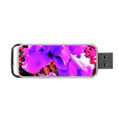 Abstract Ultra Violet Purple Iris On Red And Pink Portable Usb Flash (one Side) by myrubiogarden