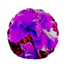 Abstract Ultra Violet Purple Iris On Red And Pink Standard 15  Premium Round Cushions