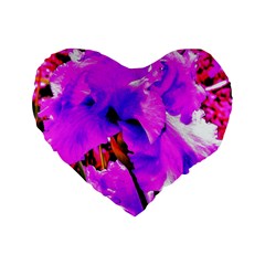 Abstract Ultra Violet Purple Iris On Red And Pink Standard 16  Premium Heart Shape Cushions