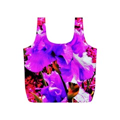 Abstract Ultra Violet Purple Iris On Red And Pink Full Print Recycle Bag (s) by myrubiogarden