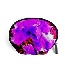 Abstract Ultra Violet Purple Iris On Red And Pink Accessory Pouch (Small)