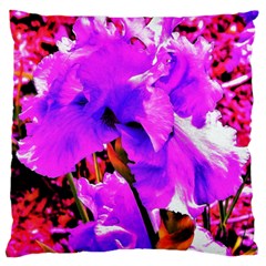 Abstract Ultra Violet Purple Iris On Red And Pink Standard Flano Cushion Case (two Sides) by myrubiogarden